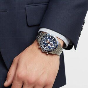 NWT Authentic Citizen Brycen Eco-Drive Chronograph Blue Dial Men's Watch